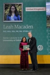 Leah Macaden being recognized as a Fellow of the American Academy of Nursing at an Award Ceremony in Washington DC.