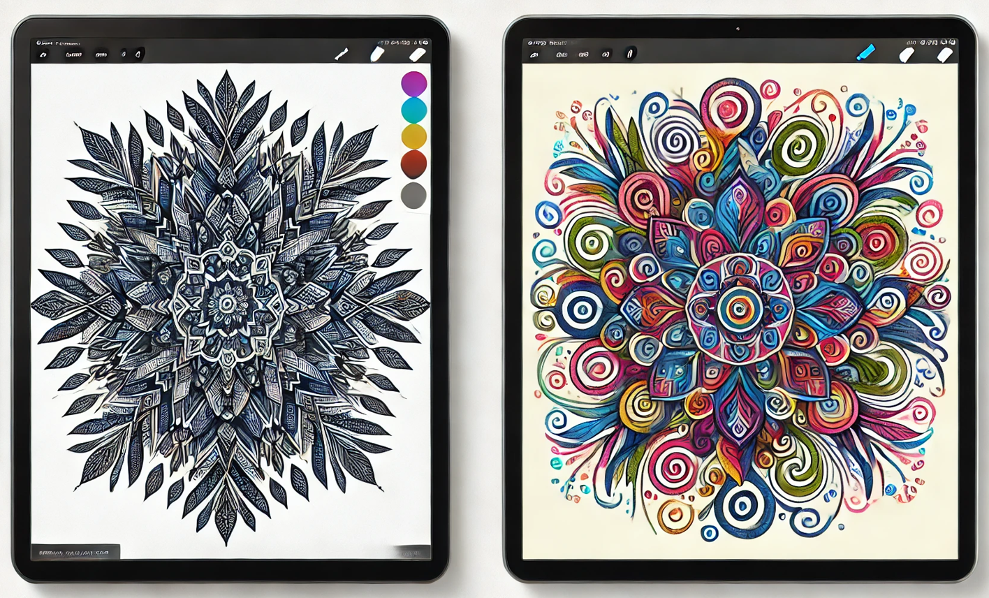 Examples of digital mandalas created by Di Zou