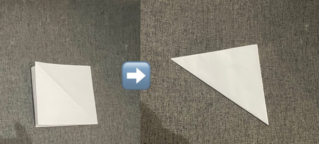 Image 11: Fold in half to get a triangle. From the author