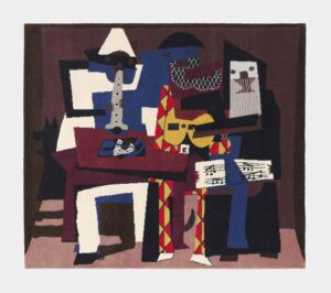 The Three Musicians is a painting created by Picasso that simulates collage art in the form of oil painting. It mainly depicts the scene of three musicians playing. The picture is composed of geometric shapes, bright colors such as blue, white, black, red and yellow, and complex compositions. The characters blend with the background, showing the harmony and melody of the music.