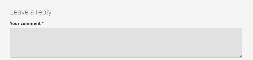 A blank comment box on a website labeled "Leave a reply" with a field for "Your comment" marked as required.