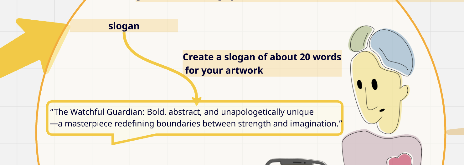 Create a slogan of about 20 words for your artwork
