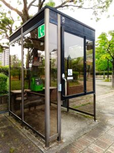 Phone booth for wheelchair