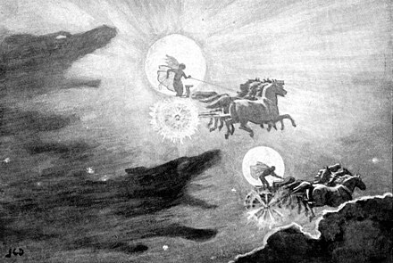 The Wolves Pursuing Sol and Mani (1909) by J. C. Dollman