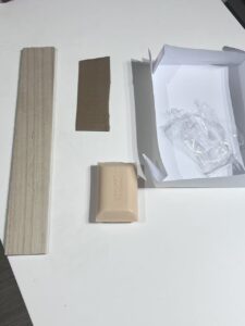 Wooden boards, cardboard, soap, paper boxes