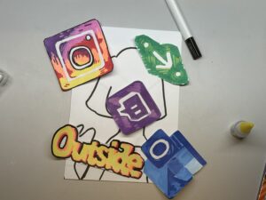 Select and cut out the elements from the media materials.