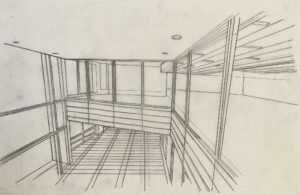 Floraidh Clark, CC BY-NC Traced drawing of Evolution House using tracing paper