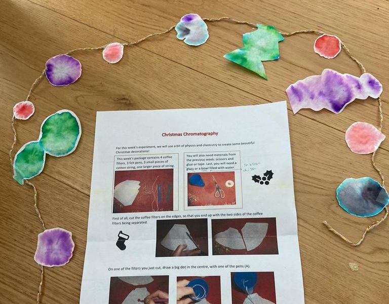 Image of Christmas Chromatography activity (instructions and coloured paper decorations)