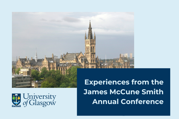 Photo of Glasgow University building alongside logo and article title