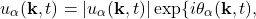 \begin{equation*} u_\alpha(\mathbf{k},t) = |u_\alpha(\mathbf{k},t)| \exp\{i\theta_\alpha(\mathbf{k},t)},\end{equation*}