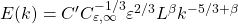 E(k) = C'C_{\varepsilon,\infty}^{-1/3}\varepsilon^{2/3}L^{\beta}k^{-5/3 + \beta}