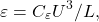 \begin{equation*}\varepsilon = C_\varepsilon U^3/L, \end{equation*}