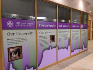 Glass panels in bessie watson lecture theatre