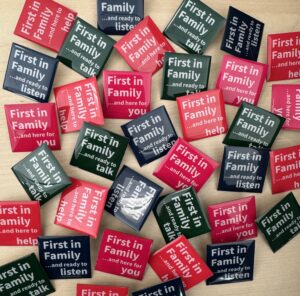 Photo of a range of First in Family badges