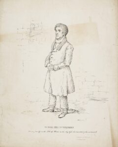 Engraving of William Burke chained in his cell