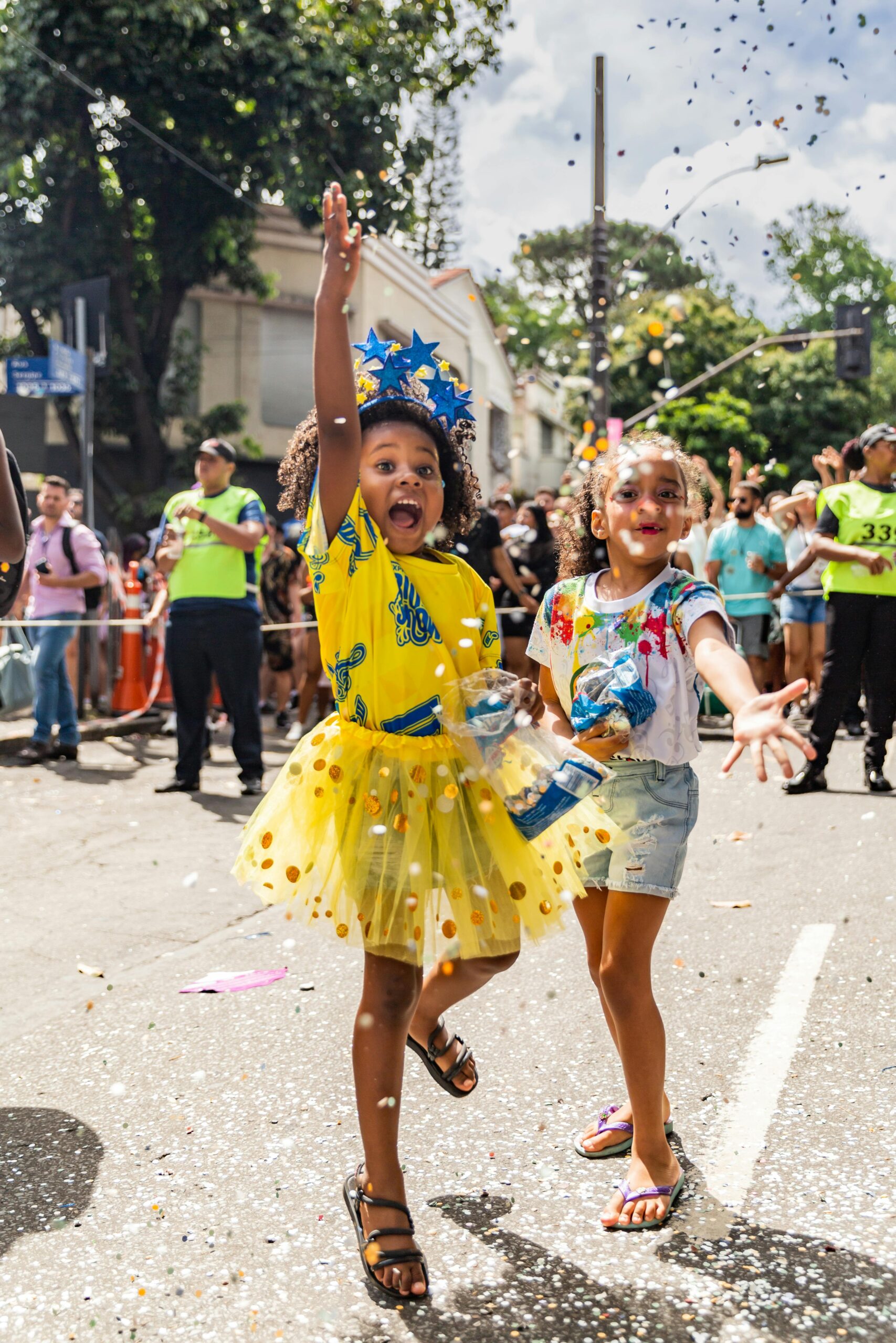 Children celebrating during a festival on the street