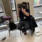 Students trying the VR technology with Mike Boyd from uCreate.
