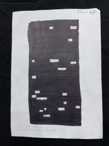 an photo of a blackout poem