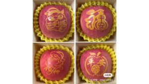 4 uniqueley decorated chinese christmas apples