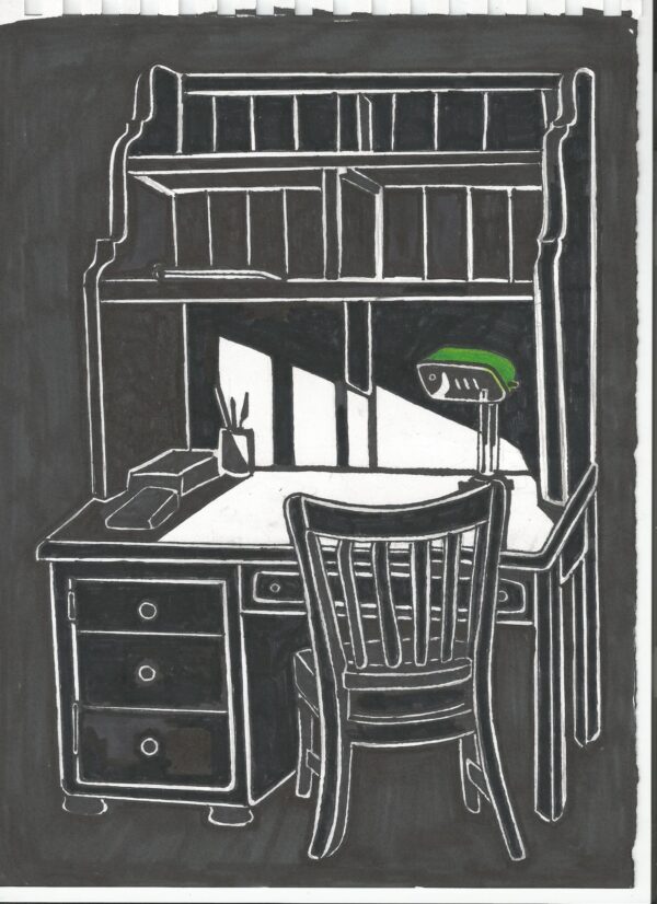 a sketch of my new working environment, at home