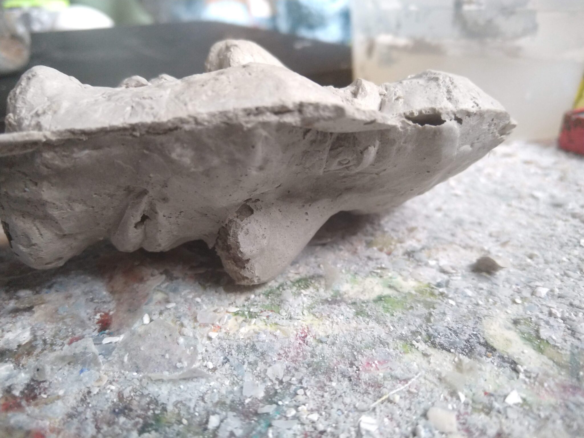 Plaster faces made from a wax original and silicon mold Isabella