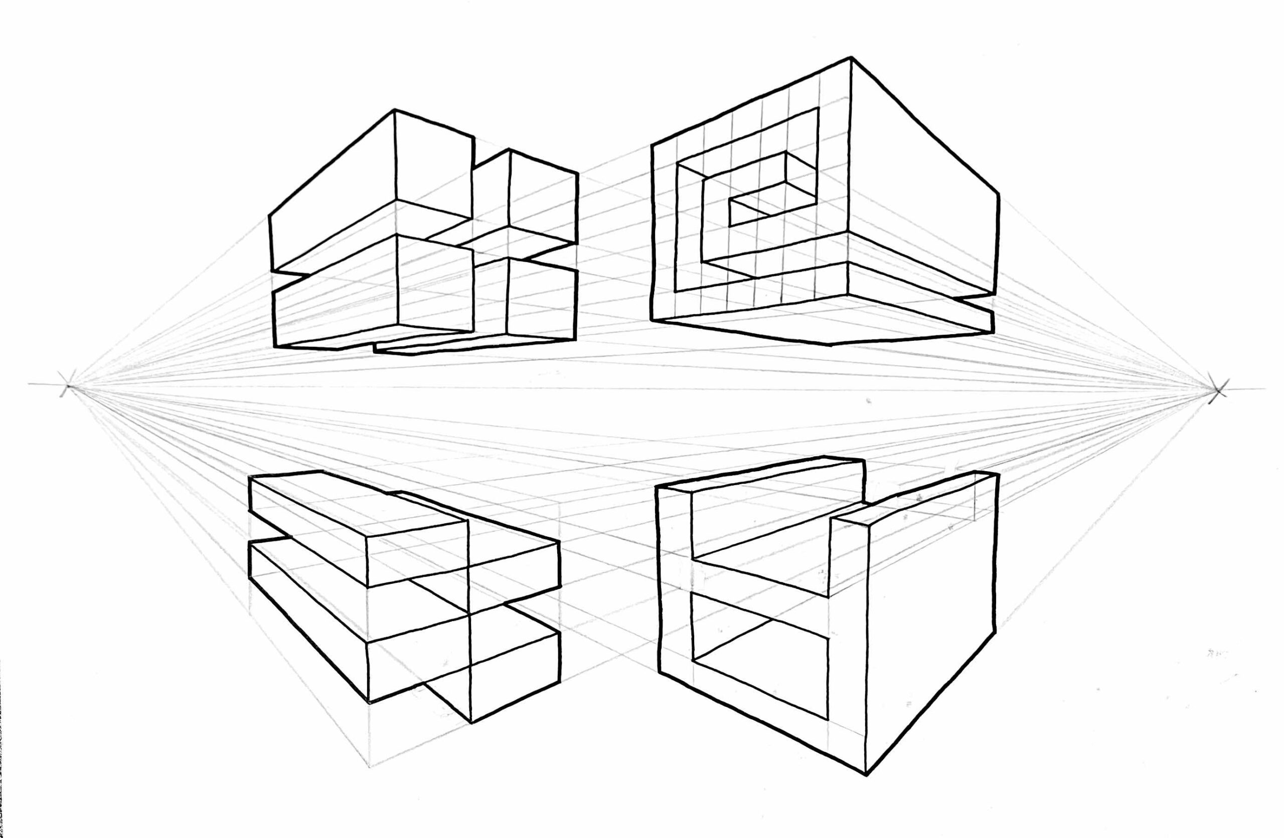 Four-Point Perspective Drawing  How to Draw Using Perspective