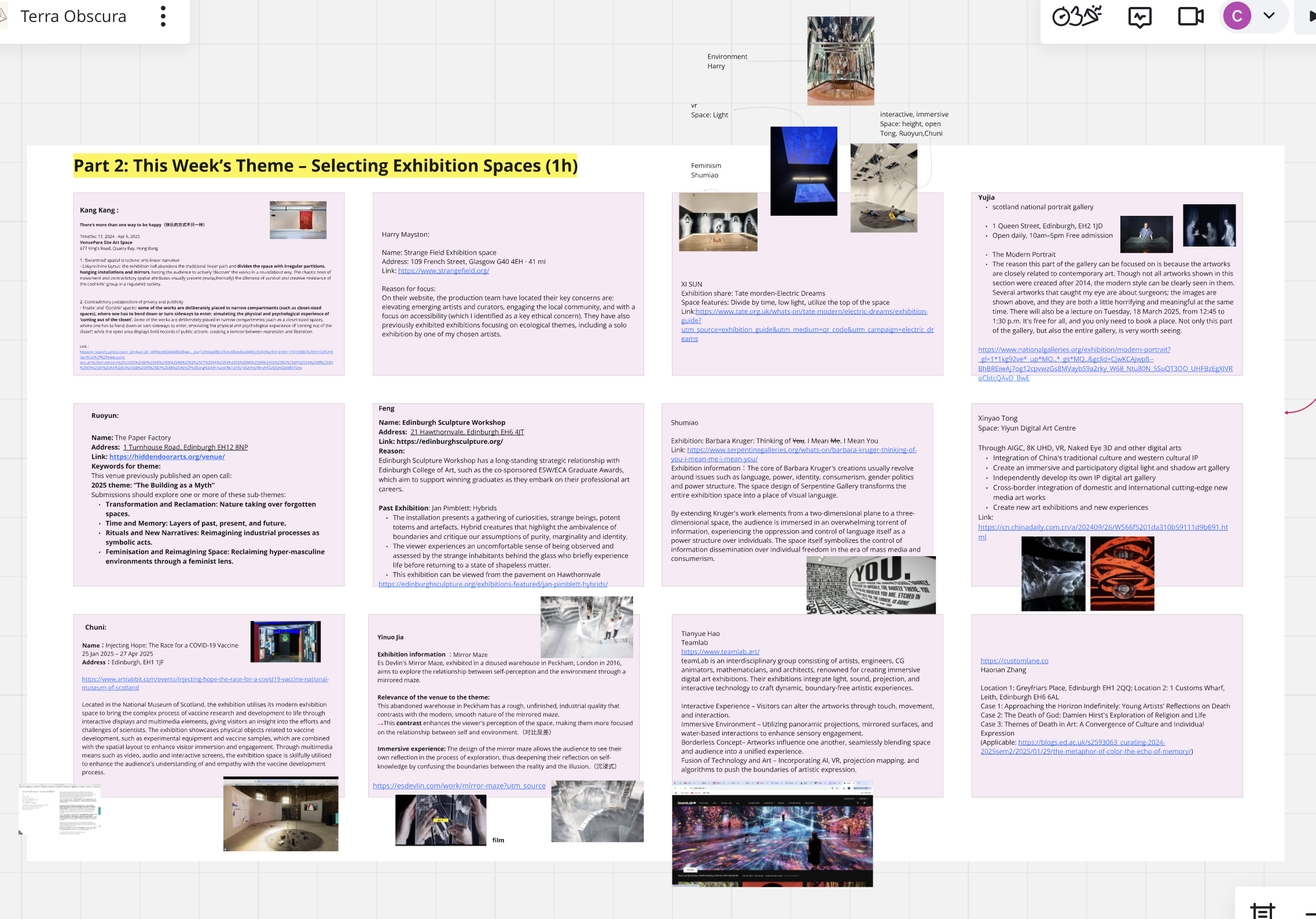 Part 2: This Week’s Theme – Selecting Exhibition Spaces (1h)