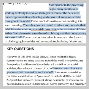 some details in Reilly, Maura. Curatorial Activism: Towards an Ethics of Curating