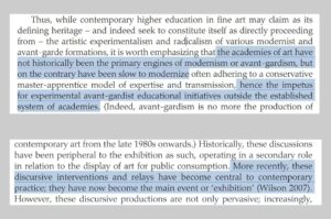 some details in Wilson, M. and O’Neill, P. (2010) ‘Curatorial counter-rhetorics and the educational turn’