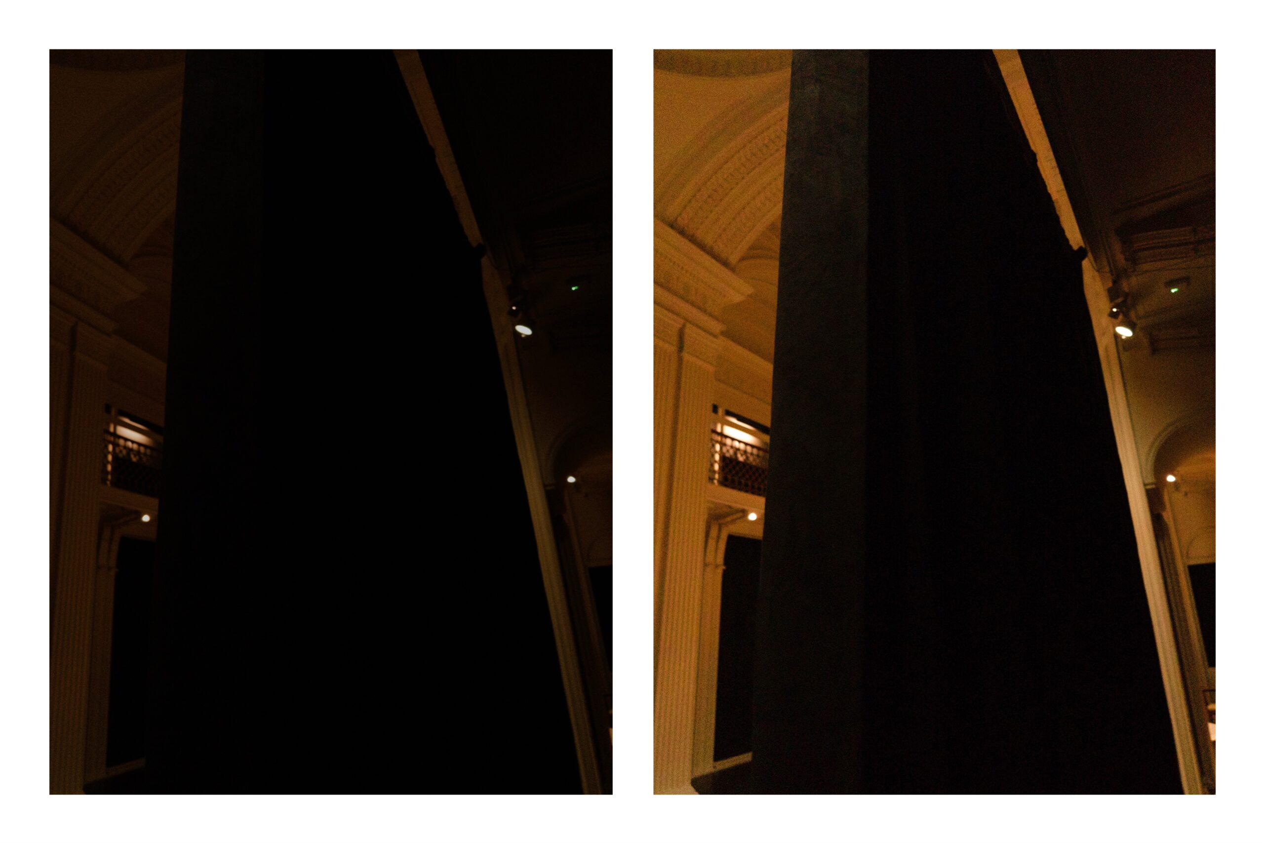 The black curtain Talbot Rice Gallery used in "The dead don't go until we do"