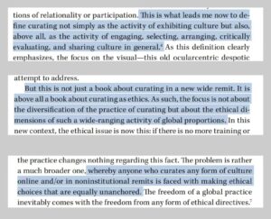 some details in Martinon, Jean-Paul. Curating as Ethics