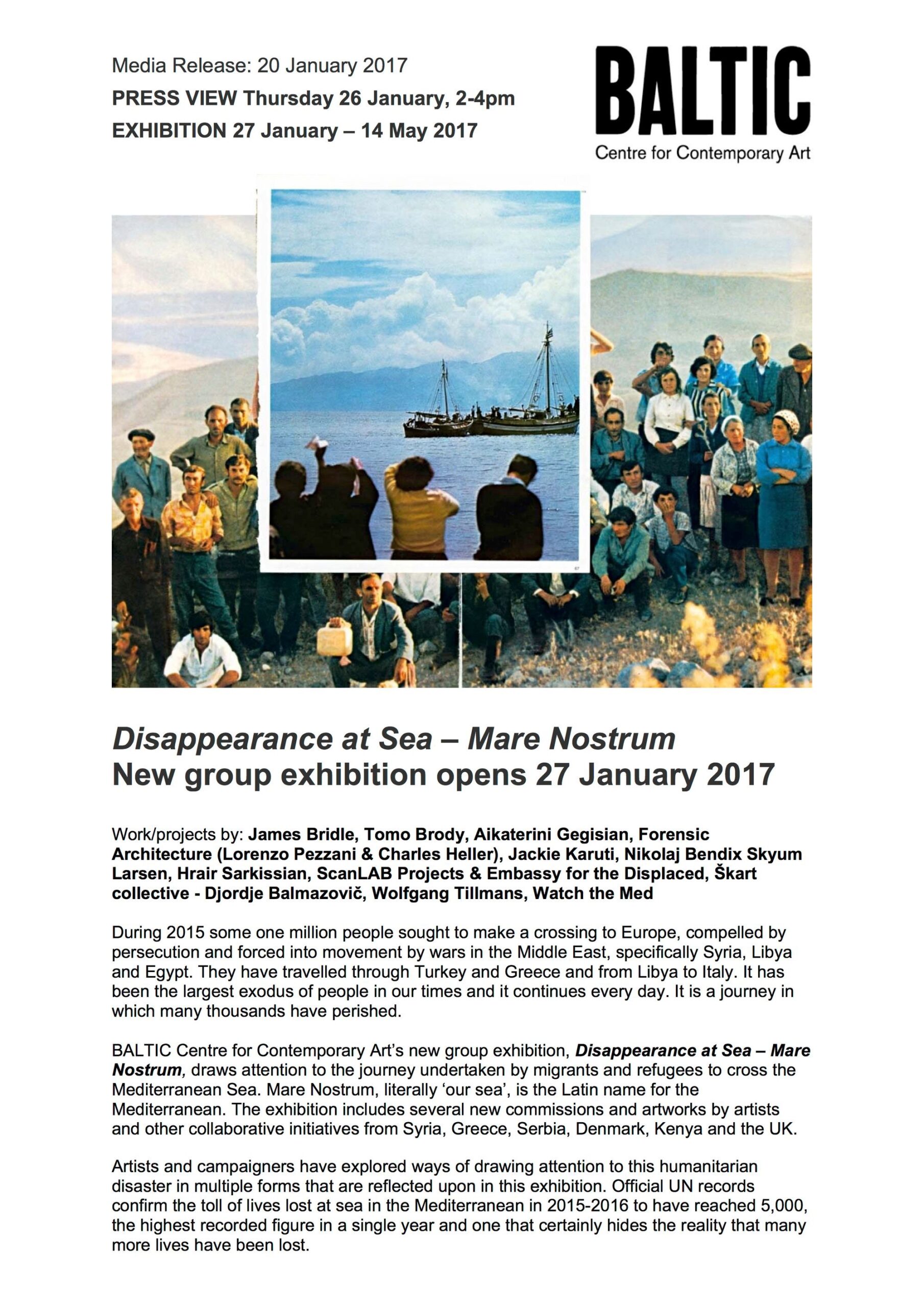 Disappearance at Sea – Mare Nostrum: Press Release