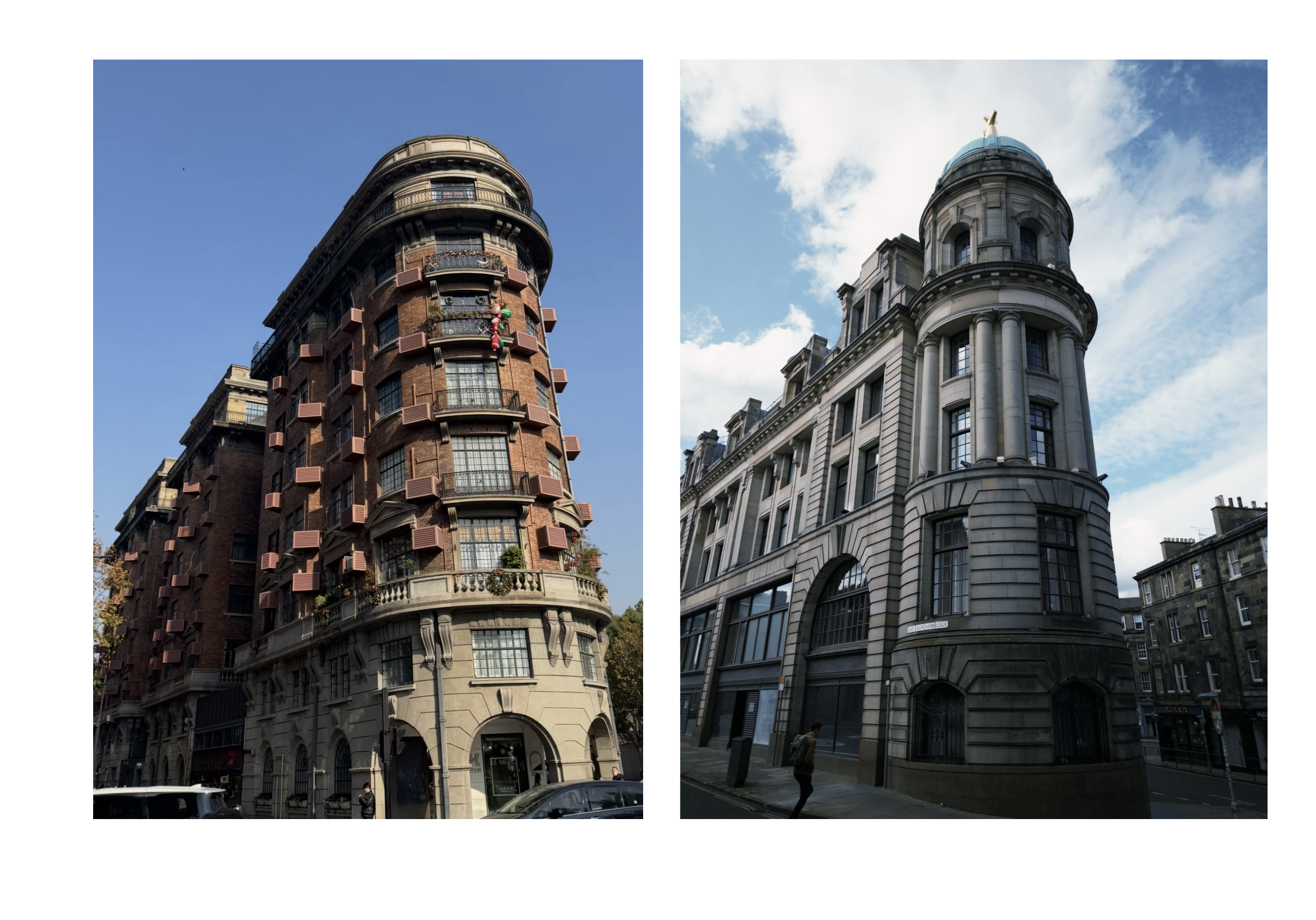 Wukang mansion in Shanghai (left)Doubletree by Hilton in Edinburgh (right)