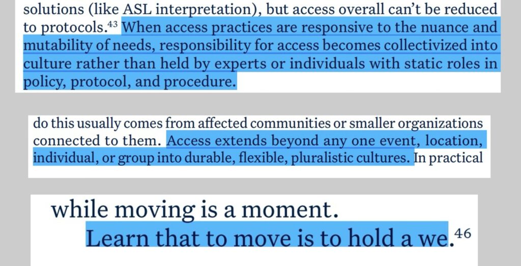 some details in Fazeli, Taraneh, and Cannach MacBride. “Means Without Ends: Learning How to Live Otherwise through Access-Centered Practice.”