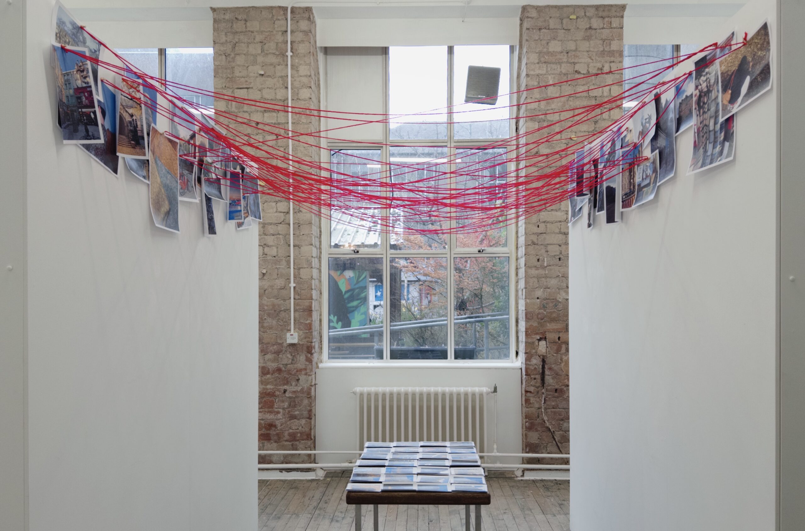 Fig.10 Our Shell, installation view showing network of red threads.