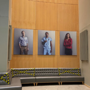 New portraits hanging in the foyer of the Chancellor's Building