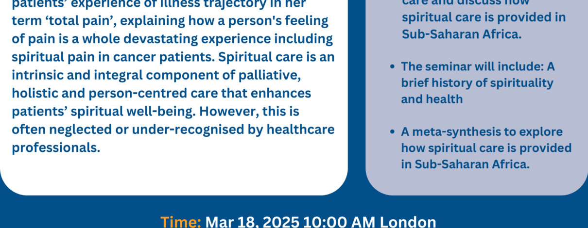 SCPHRP Research Seminar Series No.15-How spiritual care is provided in Sub-Saharan Africa to improve patients’ spiritual well-being?