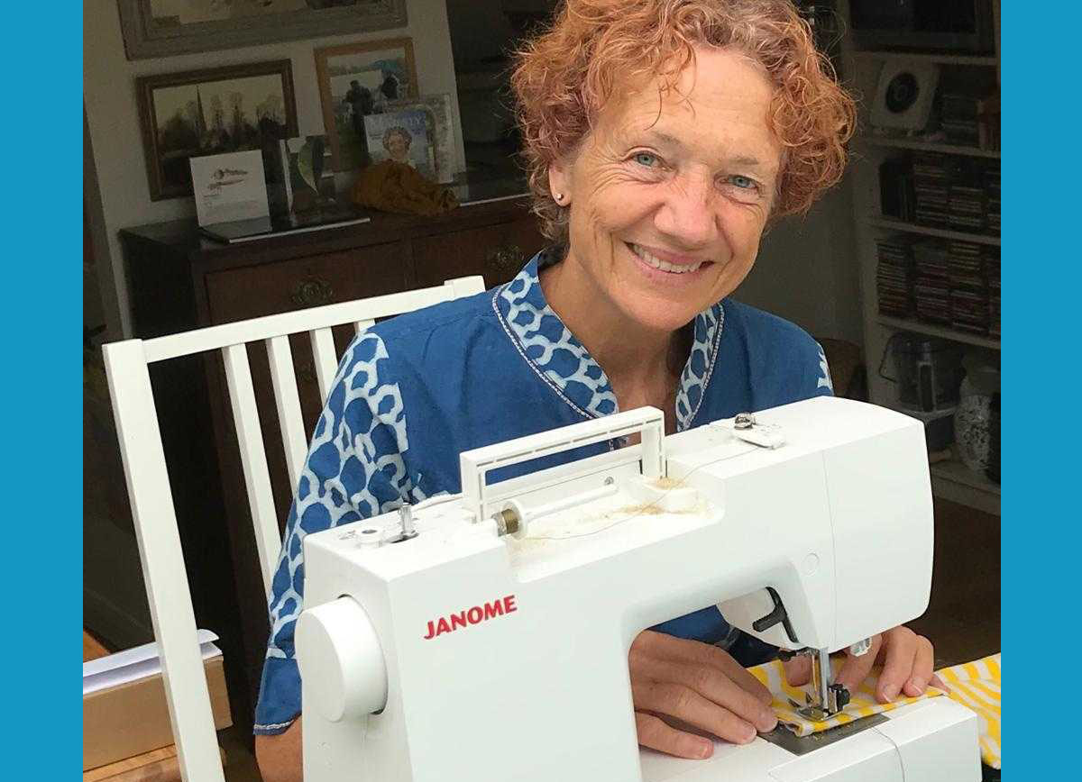 Louise at her sewing machine