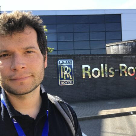 Juan Carlos outside Rolls-Royce site in Derby.