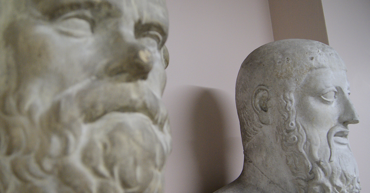 Two casts of ancient statues within the School Classics collection, side by side