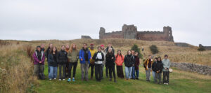 Archaeologist assemble! First year archaeology students in front of Tantallon Castle