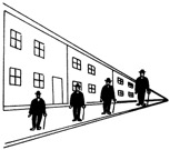 Visual illusion using perspective to make figures appear larger.