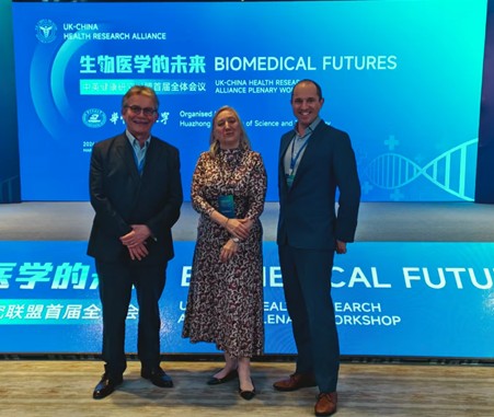 Professor Jon Frampton, University of Birmingham (Chair UKCHRA), myself (co-Chair) and Ross Towers Informed Engagement & Research Security Senior Policy Officer, Science & Technology, British Embassy Beijing, China