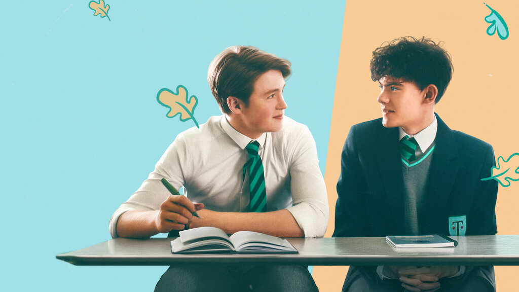Netflix promo for Heartstopper, featuring kit Connor as Nick and Joe Locke as Charlie. Copyright: Netflix