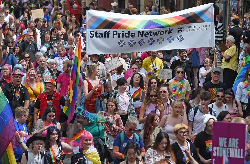 Edinburgh Pride March 2023 with SPN banner