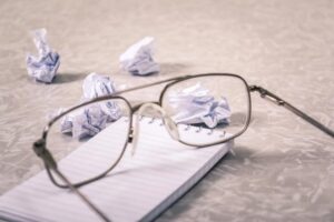 Glasses and notebook