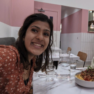 Photo of blog writer Priyanka enjoying brunch in Edinburgh!