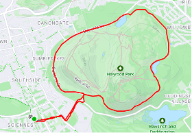 A picture of the running route around Arthur's Seat