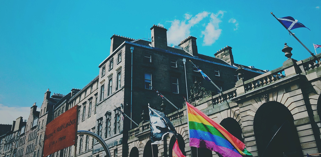 Pride flag on the Royal Mile, Edinburgh