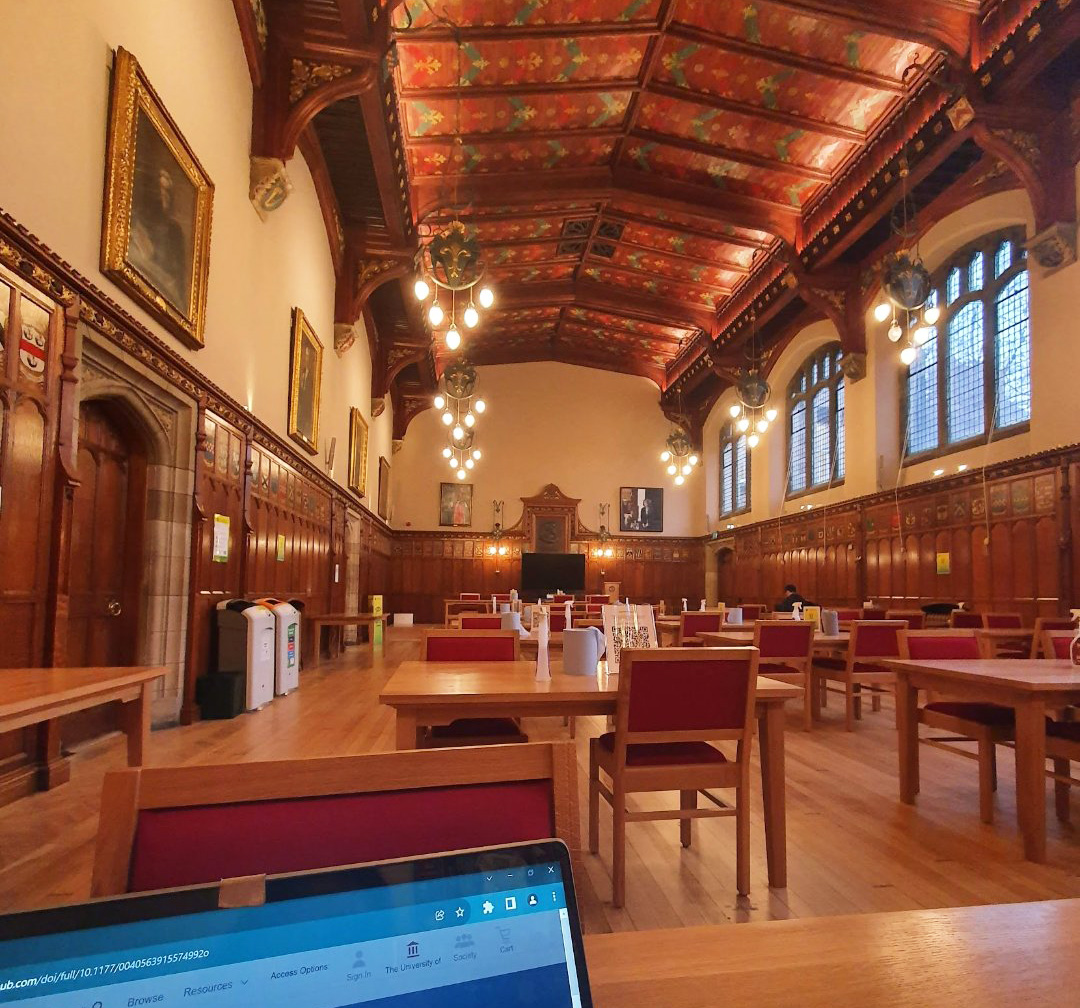 View of the grand interior of Rainy Hall at New College